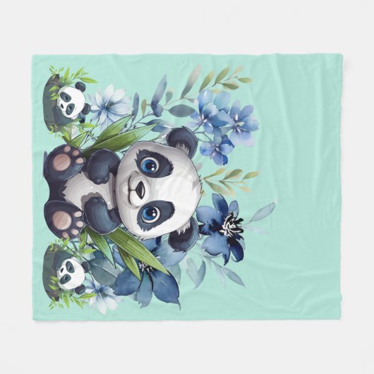 Niedlich Panda Baby Fleecedecke (Vorderseite (Horizontal))