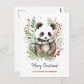 Niedlich Panda Baby Rustikale Weihnachtsbotanicals Postkarte (Vorne/Hinten)