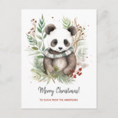 Niedlich Panda Baby Rustikale Weihnachtsbotanicals Postkarte (Vorderseite)
