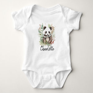 Niedlich Panda Baby Rustikale Weihnachtsbotanicals Strampler