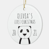 Niedlich Panda Babys Erste Weihnachten Schwarz-wei Keramik Ornament (Links)