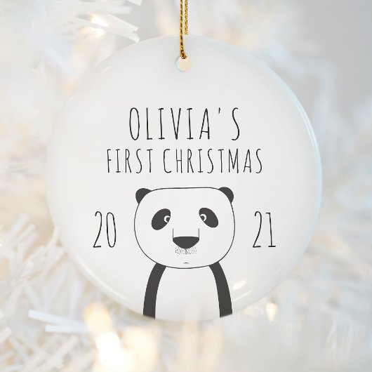 Niedlich Panda Babys Erste Weihnachten Schwarz-wei Keramik Ornament