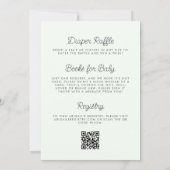 Niedlich Panda Balloon Minze Green QR Code Babydus Einladung (Rückseite)