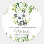 Niedlich Panda Bamboo Greenery Baby Dusche Neutral Runder Aufkleber (Vorderseite)