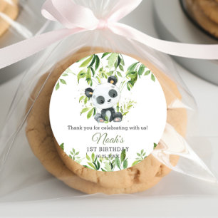 Niedlich Panda Bamboo Greenery Baby Shower Geburts Runder Aufkleber