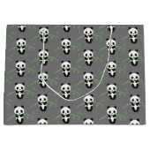 Niedlich Panda Bamboo Muster Grau Große Geschenktüte (Vorderseite)