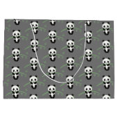 Niedlich Panda Bamboo Muster Grau Große Geschenktüte (Rückseite)