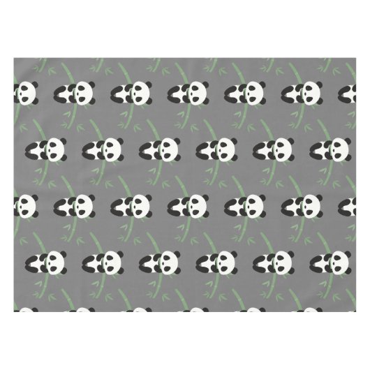 Niedlich Panda Bamboo Muster Grau Tischdecke (Vorderseite (Horizontal))