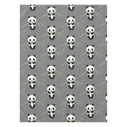 Niedlich Panda Bamboo Muster Grau Tischdecke (Vorderseite)