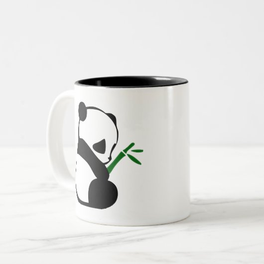 Niedlich Panda Bambus Zweifarbige Tasse (Vorderseite Links)