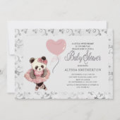 Niedlich Panda Bear Ballerina Baby Girl Dusche Einladung (Vorderseite)