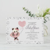 Niedlich Panda Bear Ballerina Baby Girl Dusche Einladung (Stehend Vorderseite)