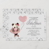 Niedlich Panda Bear Ballerina Baby Girl Dusche Einladung (Vorne/Hinten)