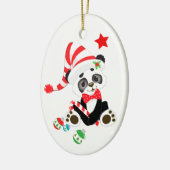 Niedlich Panda Bear Candy Cane Weihnachten Keramikornament (Links)