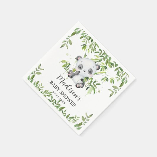 Niedlich Panda Bear Cub Greenery Kinderdusche Serv Serviette (Ecke)