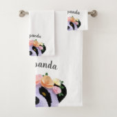 Niedlich Panda Bear Girl Individuelle Name Badetuc Badhandtuch Set (Insitu)
