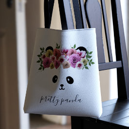 Niedlich Panda Bear Girl White Personalisiert Tote Tasche