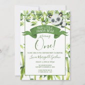 Niedlich Panda Bear Green Bamboo Erste Geburtstags Einladung (Vorderseite)