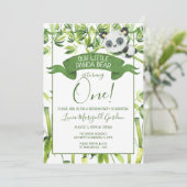 Niedlich Panda Bear Green Bamboo Erste Geburtstags Einladung (Stehend Vorderseite)