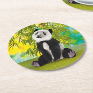 Niedlich Panda Bear Kawaii Animal Lover Perfektes Runder Pappuntersetzer