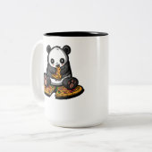 Niedlich Panda Bear Pizza Lover Animal Zweifarbige Tasse (Vorderseite Links)