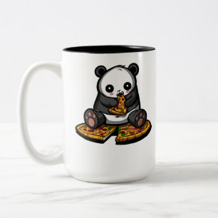 Niedlich Panda Bear Pizza Lover Animal Zweifarbige Tasse