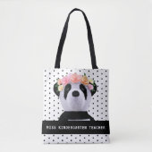 Niedlich Panda Bear Polka Dot Teacher Tote Bag Tasche (Vorderseite)