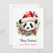 Niedlich Panda Bear Santa Merry Weihnachten (Vorne/Hinten)