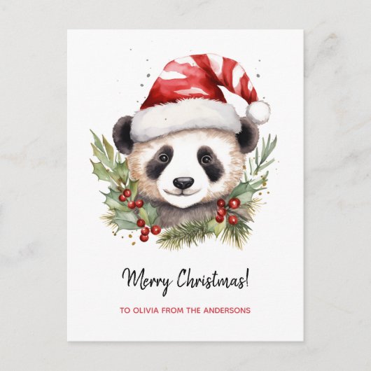 Niedlich Panda Bear Santa Merry Weihnachten (Vorderseite)