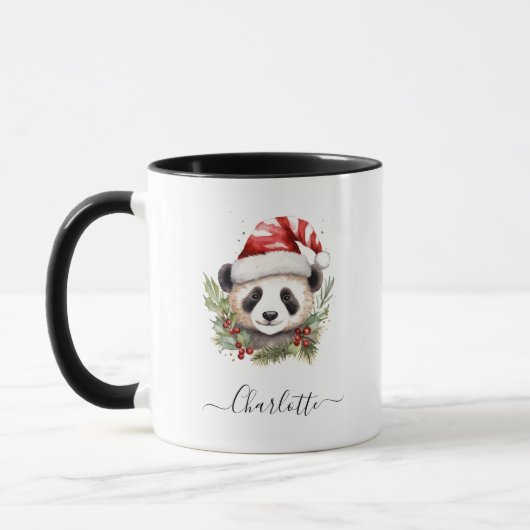 Niedlich Panda Bear Santa Merry Weihnachten Tasse (Links)