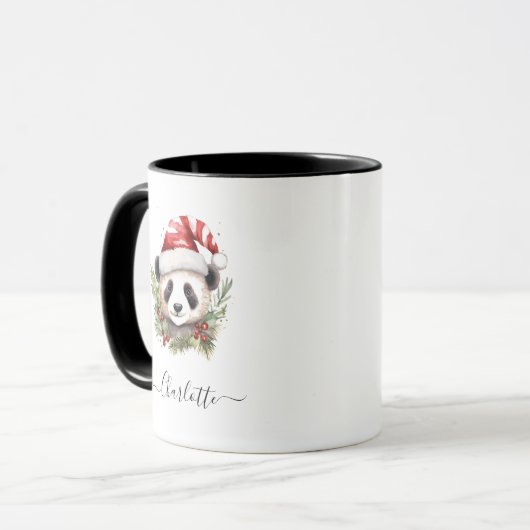 Niedlich Panda Bear Santa Merry Weihnachten Tasse (Vorderseite Links)
