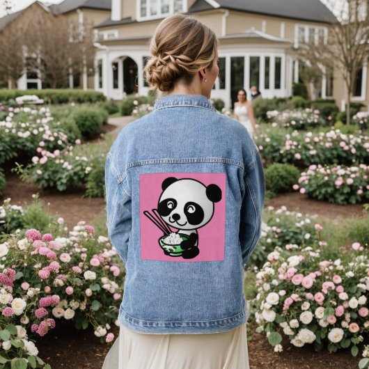NIEDLICH PANDA BEAR SUSHI DENIM JACKET JEANSJACKE (Hochzeit Rückseite)