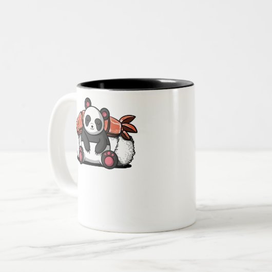 Niedlich Panda Bear Sushi Lover Animal Zweifarbige Tasse (Vorderseite Links)