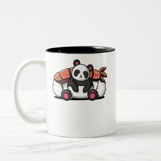 Niedlich Panda Bear Sushi Lover Animal Zweifarbige Tasse (Links)
