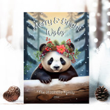 Niedlich Panda Bear Wald Merry & Bright