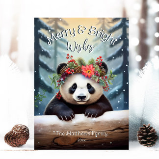 Niedlich Panda Bear Wald Merry & Bright Feiertagskarte