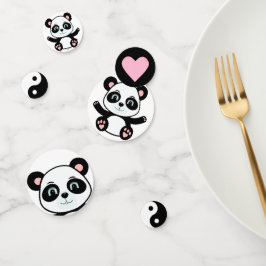 Niedlich Panda Bear & Yin Yang Black & White Konfetti