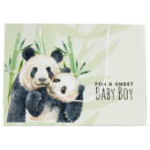 Niedlich Panda Bears Cuddling Watercolor Baby Boy Große Geschenktüte (Rückseite)