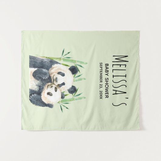 Niedlich Panda Bears Cuddling Watercolor Babydusch Wandteppich (Vorderseite (Horizontal))