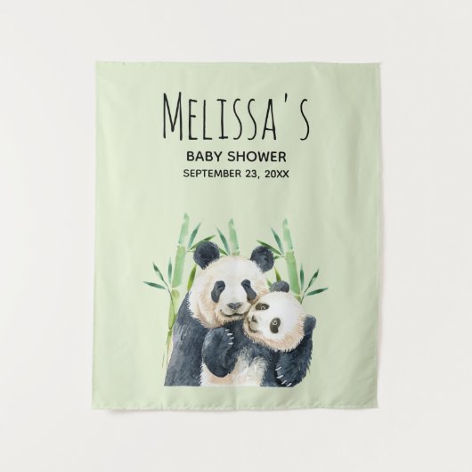Niedlich Panda Bears Cuddling Watercolor Babydusch Wandteppich (Vorderseite)