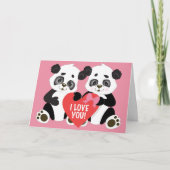 Niedlich Panda Bears Valentine Feiertagskarte (Vorderseite)