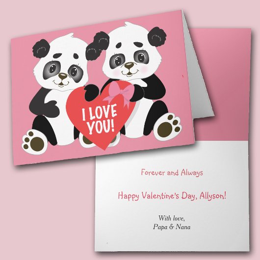 Niedlich Panda Bears Valentine Feiertagskarte
