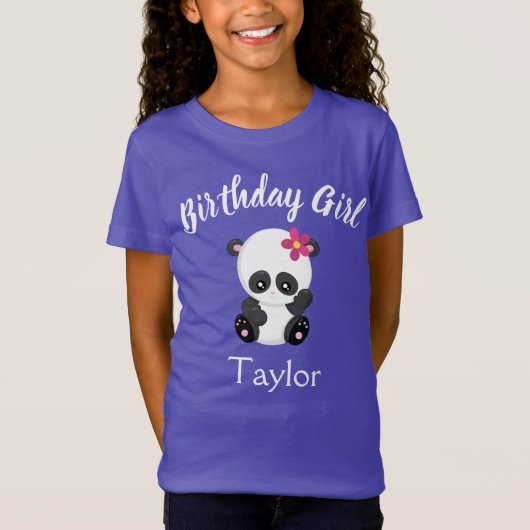 Niedlich Panda Birthday Girl T-Shirt (Vorderseite)