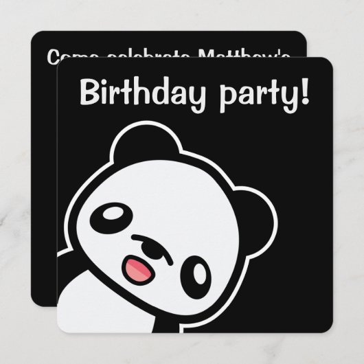 Niedlich Panda Birthday Party Einladung (Vorne/Hinten)
