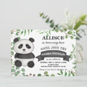 Niedlich Panda Birthday Party | Streifen Pandamoni Einladung (Stehend Vorderseite)