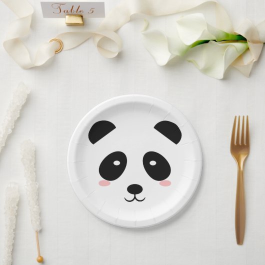Niedlich Panda Black und White Simple Modern Pappteller (Hochzeit)