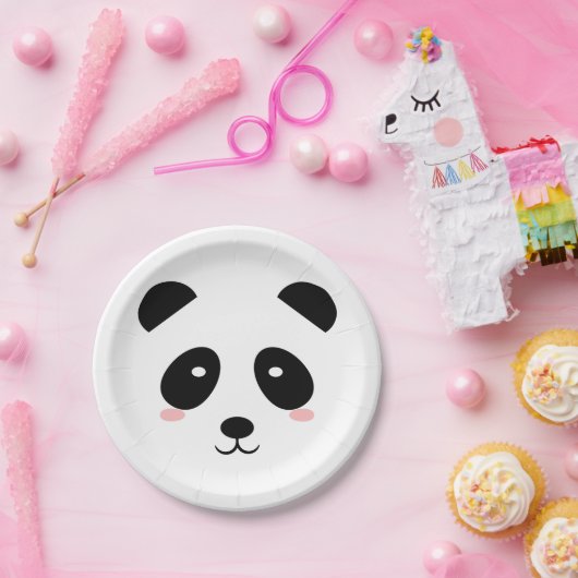 Niedlich Panda Black und White Simple Modern Pappteller (Party)