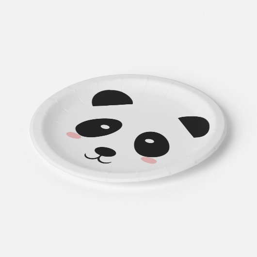 Niedlich Panda Black und White Simple Modern Pappteller (Schrägansicht)