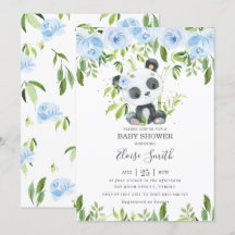 Niedlich Panda Blue Floral Greenerity Baby Dusche