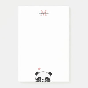 Niedlich Panda Blush Pink Monogram Script Post-it  Klebezettel
